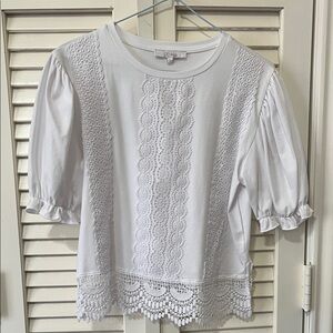White Lace Trim Blouse